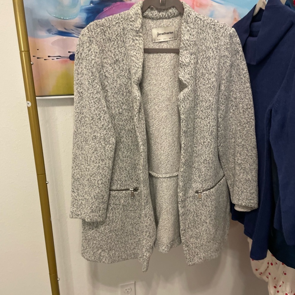 Stradivarius Light Gray Knit‎ Cardigan large